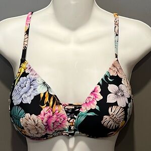 No Boundaries Floral Print Women's Push Up Bikini Top Size XL (15-17)